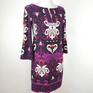 Laundry by Shelli Segal 3/4 Sleeve Floral Tunic Shift Dress Knee Length Size 2